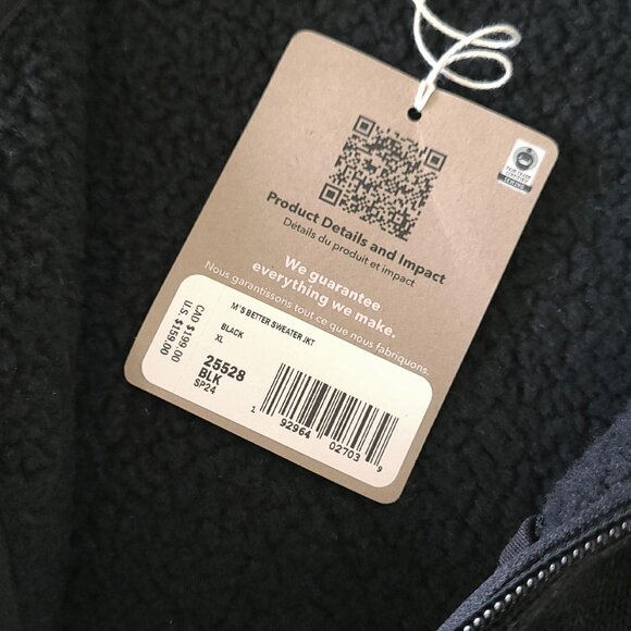 Patagonia New Better Sweater Fleece Jacket Full-Zip Men XL Black w/ Logo - Picture 12 of 12